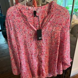 KUT from the Cloth -Floral flows XL summer/fall blouse pink multicolored